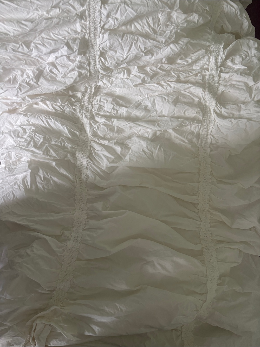 Pottery barn loveshackfancy White Ruffled duvet cover with Lace Trim -
